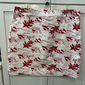 Talbots Red and White Patterned Women's Skirt